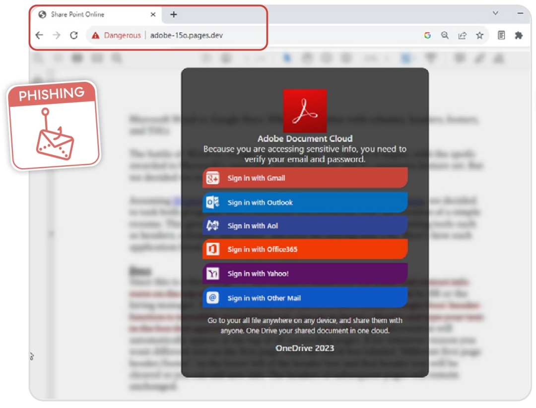 Figura 2: campagna di phishing a tema Adobe